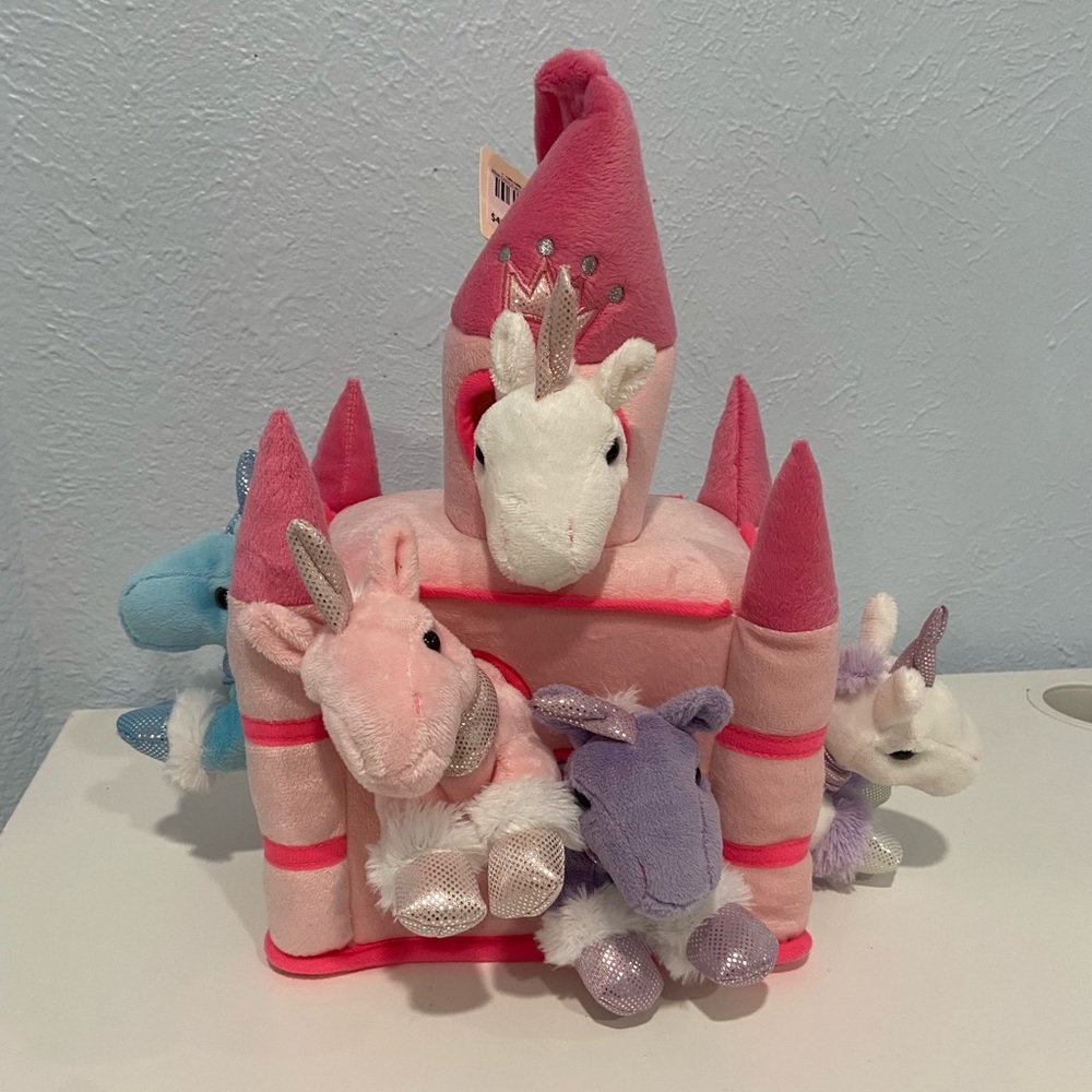 11” Pink Castle with Unicorns